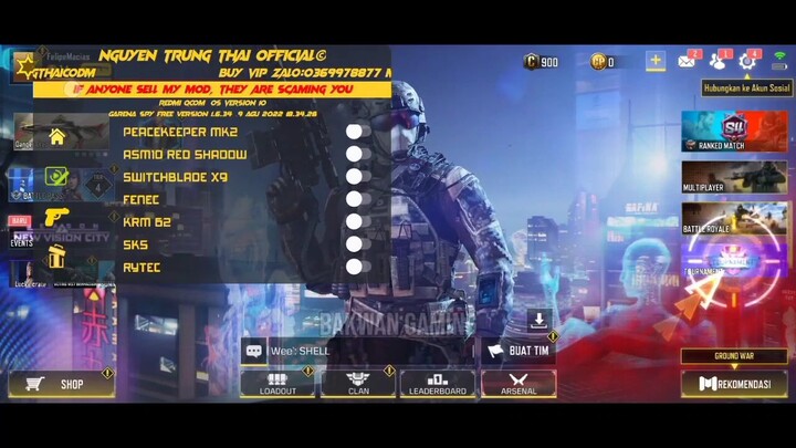 CHEAT APK MOD CODM GARENA NGUYEN TRUNG THAI OFFICIAL TERBARU 2022 MOD MENU (V.1.6.34)