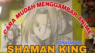 cara mudah menggambar anime/manga shaman king Yoh asakura