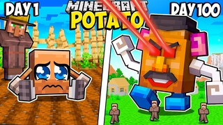 I Survived 100 Days as a POTATO in Minecraft