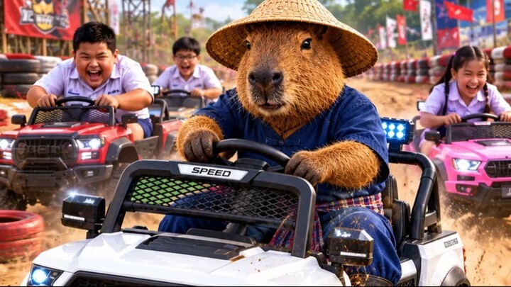 ศึกเดือด รถแบ็ตเตอร์รี่ #ลุงเก้เอไอตูน #ลุงเก้ชาแนล #คาปิบาร่า #capybara