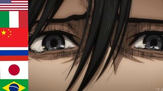 [Perbandingan Dubbing Raksasa] Membuat Mikasa merengek Eren dalam 7 bahasa: "Aku selalu membencimu!"