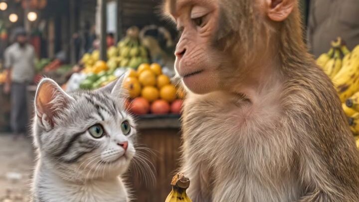😂 Bandar Camera Dekhte Hi Nachne Laga! 🐒📸 | Cat & Monkey Funny Comedy #Shorts