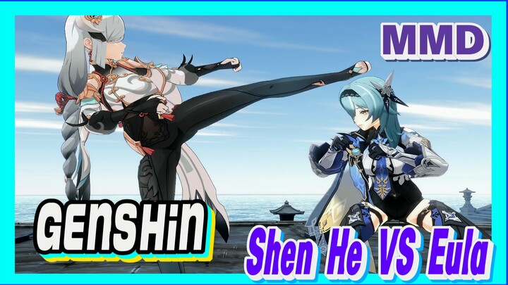 [Genshin  MMD]  Shen He VS Eula,  The longer legS, the higher damages