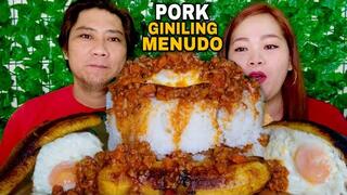 EATING PORK GINILING MENUDO STYLE MUKBANG | FILIPINO FOOD MUKBANG PHILIPPINES