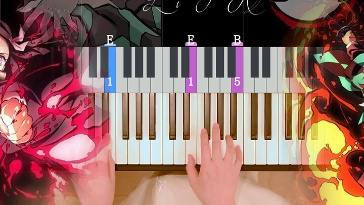 Gurenge Demon Slayer OP with fingering super simple piano tutorial [self-made]