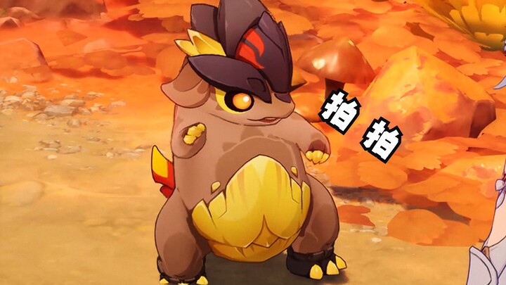 The little dragon you picked up is happily patting its belly!