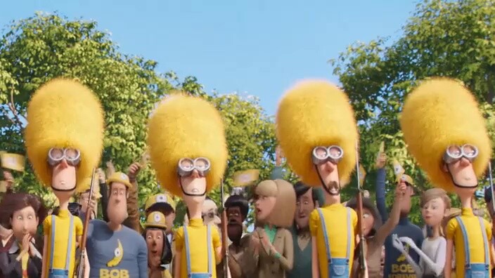 Ketika Minion menjadi Raja Inggris Raya, rakyat Inggris berteriak, "Hidup!"