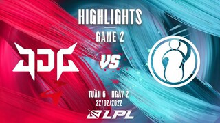 JDG vs IG | Highlights - Game 2 | Tuần 6 Ngày 2 | LPL Mùa Xuân 2022