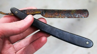 ฟื้นฟูมีดโกนตรงเก่าขึ้นสนิม - KNIFE RESTORATION