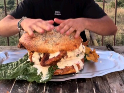 Fried chicken burger!!