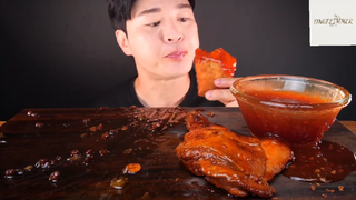 Mukbang đùi gà và mì tương đen p4 #anngon