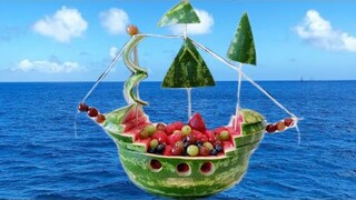 Watermelon Pirate Ship /Fruit and vegetable carving