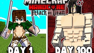 ฉันรอดชีวิตมาได้ 100 วันในฐานะ EREN YEAGER ใน Attack on Titan Minecraft!