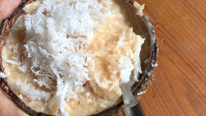 Coconut rice pudding.short vedio