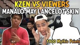 KZEN VS VIEWERS 1900+ POINTS MYTHIC MALUPETANG 1V1 BIGYAN 10K CASH LANCELOT SKIN