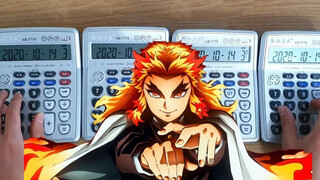 Memainkan Homura dari Demon Slayer dengan  4 kalkulator.