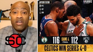 The Celtics are UNSTOPPABLE -ESPN's Vince Carter reacts to the Boston complete the sweep of the Nets