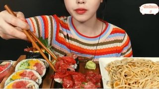 Maki cá ngừ và mì Ý trứng nhum phần 2 #anngonmoingay