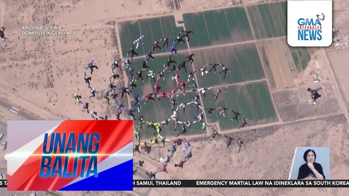 "Head-up" position ng 96 skydivers, nag-set ng panibagong world record | Unang Hirit