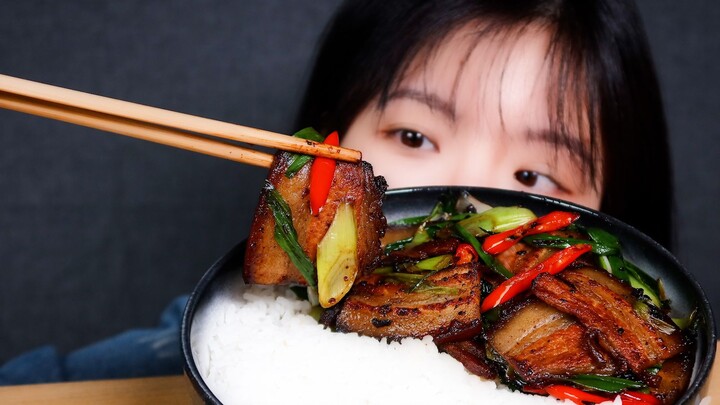 Twice-cooked pork rice bowl