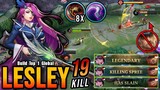 19 Kills!! Lesley Perfect Headshot (NEW BUILD) - Build Top 1 Global Lesley ~ MLBB