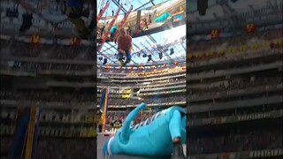 Logan Paul frog splash to KSI the PRIME bottle! #wrestlemania