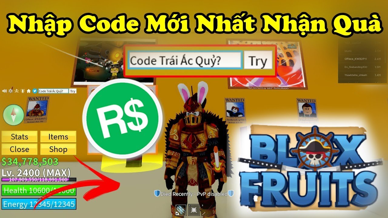 Full Code Blox Fruits (Blox Piece) Update 17 mới nhất 2022: Nhận