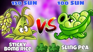 StickyBomb Rice vs Sling Pea: Đáng giá đầu tư | Plants vs Zombies 2 - so sánh plants - MK Kids