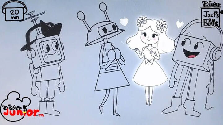 Jacf's Life - Pinkybot And Malida And Jacf Robot Hugging A Ghost (Disney Junior)