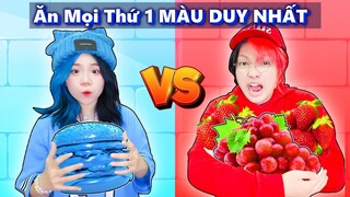 Mèo Simmy Và Bạn Trai Thử Thách ĂN MỌI THỨ 1 MÀU DUY NHẤT Trong Roblox