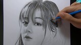 Drawing Goddess Dilireba in Pencil - Vẽ chân dung nữ thần Địch Lệ Nhiệt Ba - JNB Lover