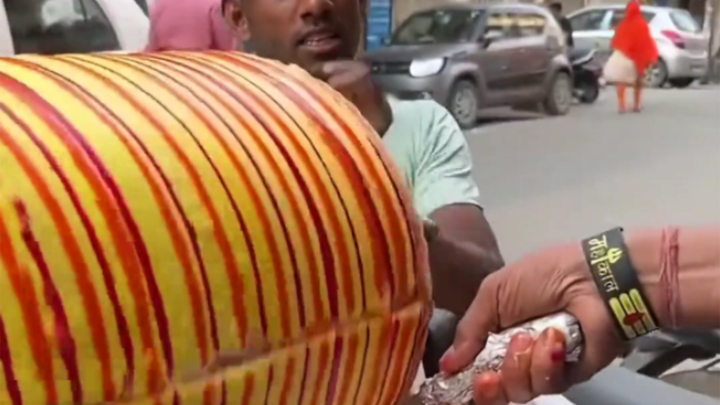 印度滚筒冰激凌，太漂亮了