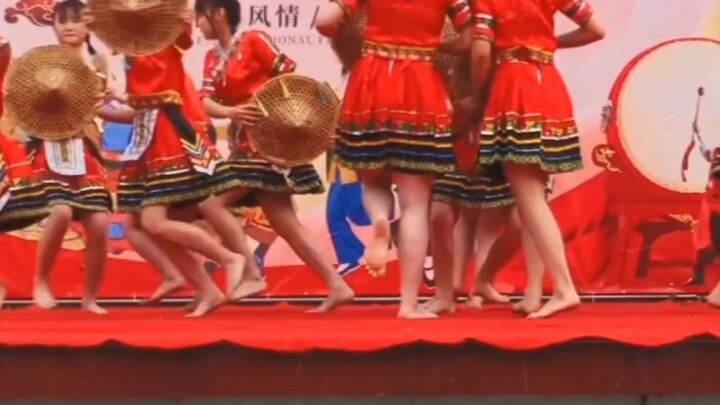 Middle School Girl Performs Ethnic Dance Barefoot