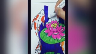 part 4 buổi nay thứ bảy vẽ cá koi và hoa sen tác phẩm của mình vetranh vehoa drawing drawingkoi drawingart