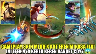 GAMEPLAY SKIN MLBB X ATTACK ON TITAN (EREN MIKASA LEVI)! GILA INI EFEK NYA KEREN BANGET COY