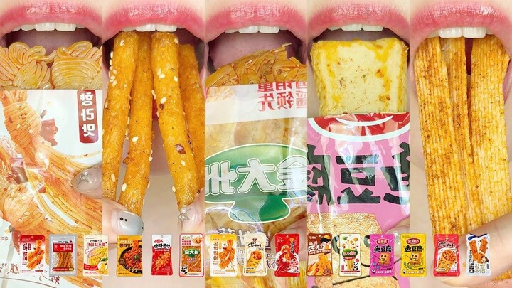 asmr DELICIOUS CHINESE MALA SNACK EMOJI FOOD 당비 중국간식 이모지 먹방 eating sounds