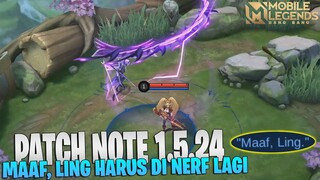 MAAF LING DI NERF, GRANGER BUFF, KARRIE BUFF, HILDA NERF, CECILION BUFF - PATCH NOTE 1.5.24 MLBB