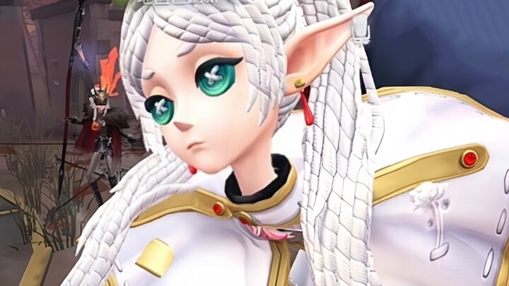 The elf is completely immersed in his own art.