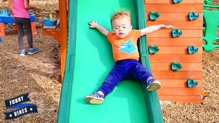 Try Not To Laugh - Baby Fails Off the SLIDE #2 | Funny Baby Outdoor | Funny Vines