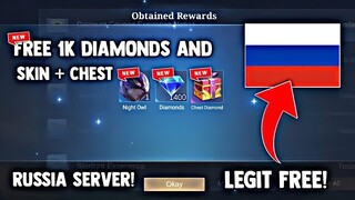 RUSSIA SERVER! FREE 1K DIAMONDS AND COLLECTOR SKIN + CHEST DIAMONDS! HOW?! LEGIT! | MOBILE LEGENDS