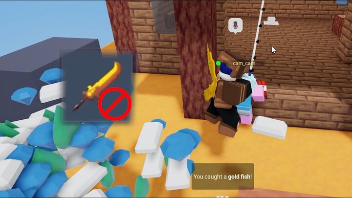 Roblox Bedwars but we can't use sword!