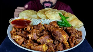 SPICY 1KG DESHI STYLE MUTTON CURRY, LUCHI/ PURI, RICE, CHILI, MUTTON GRAVY ASMR MUKBANG| #LiveToEATT