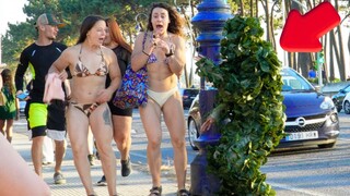 Bushman prank : scared all the girls on the beach, San Juan !!