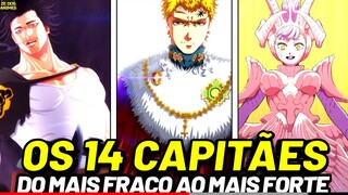 TODOS 14 CAPITÃES DE BLACK CLOVER DO MAIS FRACO AO MAIS FORTE [ATUALIZADO!]