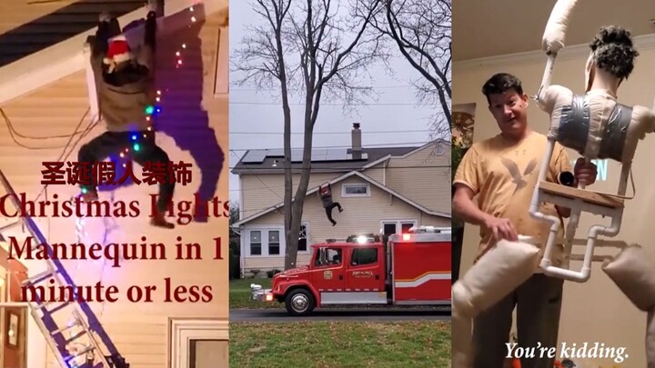 Husband’s Christmas dummy decoration scared the neighbors so much they called the police.