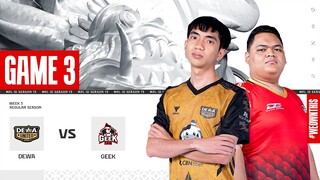 DEWA UNITED ESPORTS vs GEEK FAM | Regular Season Week 3 Day 3 | Game 3 | #MPLIDS13