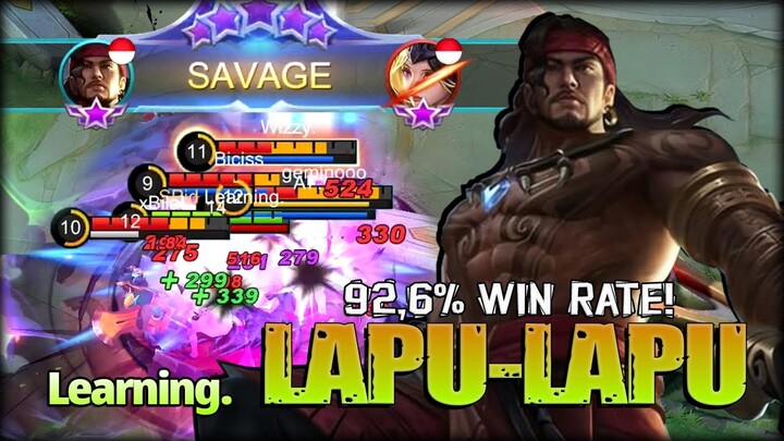 EPIC SAVAGE!! Destroy Everything! 92.6 Win Rate of Lapu-lapu by Learning. - Mobile Legends