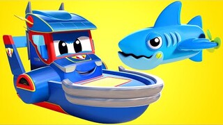 Video truk untuk anak-anak - HIU melawan PERAHU SUPER - Truk Super di Kota Mobil!