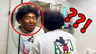 偷把男闺蜜的整张脸染黑！照镜子后他会是什么反应！！！