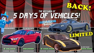 SHELL MARK-5! Jailbreak 5 DAYS of VEHICLES is Back and Prediction (Roblox Jailbreak)